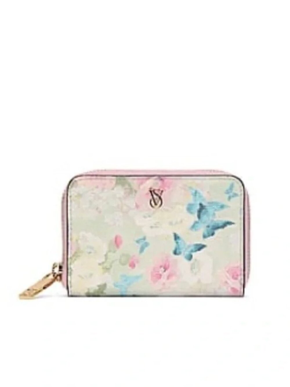 New Victoria's Secret Pastel Butterfly Whimsy Floral Wallet with Gold Accents